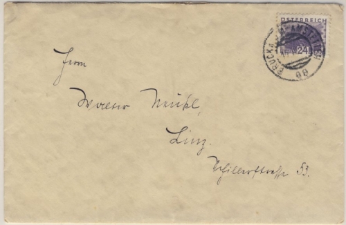 Österreich - Bahnpost Bruck a.d. Mur - Amstetten Brief n. Linz 1934