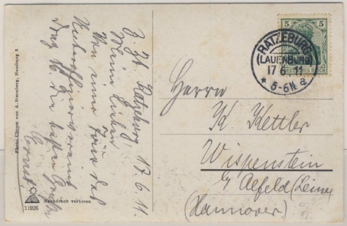 DR - KOS Ratzeburg (Lauenburg) Farb-AK Panorama Ratzeburg n. Wispenstein 1911