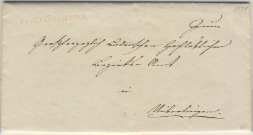 Baden - Pfullendorf R3 (1831) roter L1 Dienstbrief n. Überlingen - mit Inhalt
