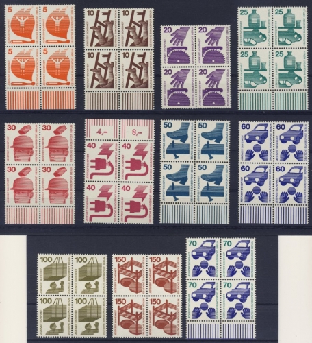 Berlin - Unfallverhütung Freimarken Viererblocksatz 402/11+453 postfrisch/MNH