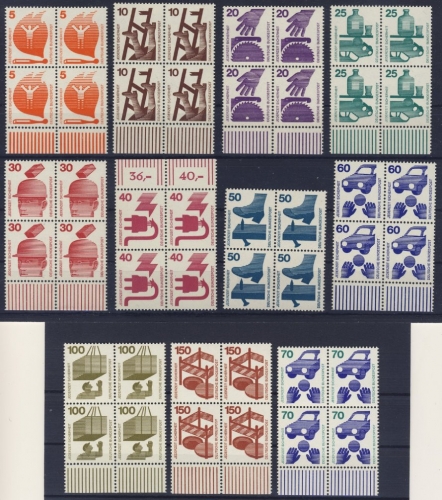BRD - Unfallverhütung Freimarken Viererblocksatz 694/703+773 postfrisch/MNH