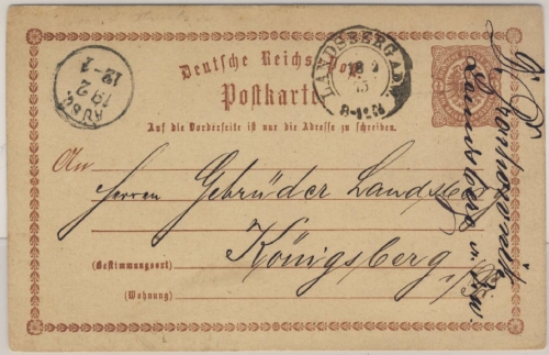 DR - 1/2 Gr. Brustschild-GA, K2 Landsberg a.d.W. - Königsberg 1875 (!)