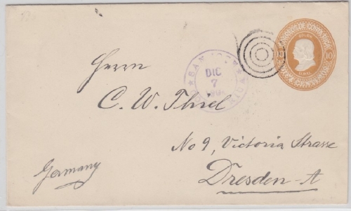 Costa Rica - 10 Ctv. Ganzsachenumschlag San Jose - Dresden 1904