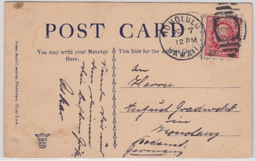 USA/Hawaii - 2 C. Washington Postkarte/Ansichtskarte Honolulu - Konstanz 1909