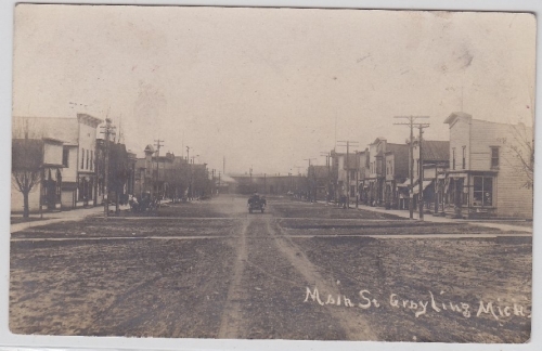 USA - Gaylord Michigan Main Street Hauptstraße private sw-Fotokarte 1911