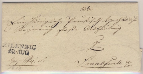 Preussen - Zilenzig 1818 L2 Portofr. Dienstbrief mit mehrseitigem Inhalt