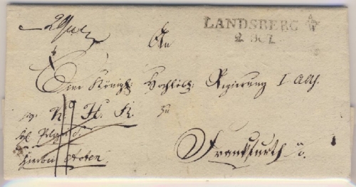 Preussen - Landsberg W. 1821 L2 Paketbegleitbrief mit Inhalt nach Frankfurt/Oder