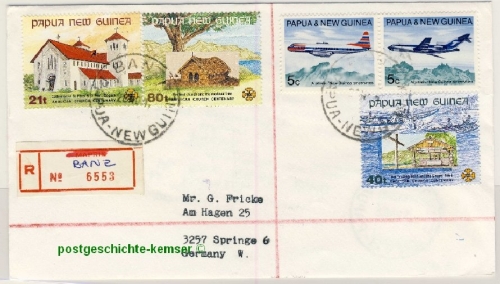 Papua New Guinea, Einschreibebrief, Banz, 1991, Stichwort: Kirche, Flugzeug
