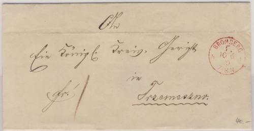 NDP - Bromberg F 1870, Barfrankierung a. Brief n. Trzemeszno - ohne Inhalt