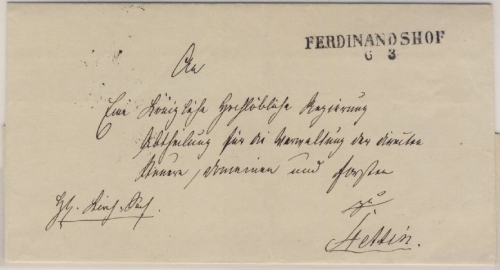 Preussen - Ferdinandshof (ca. 1835), L2 a. Dienstbrief n. Stettin - ohne Inhalt