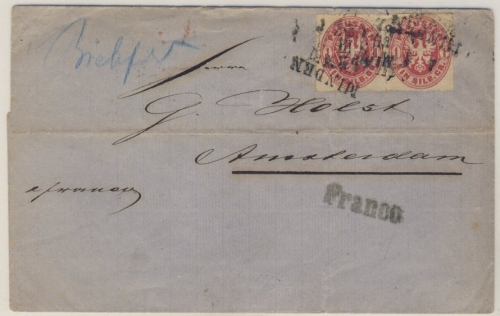 Preussen/Niederlande - 1 Sgr. Adler, Paar a. Bf. Bahnpost-L3 Minden-Deutz u.