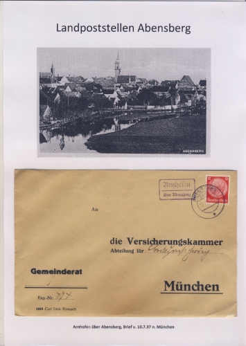 Abensberg - Landpoststellen, Sammlung (27 versch. Belege)