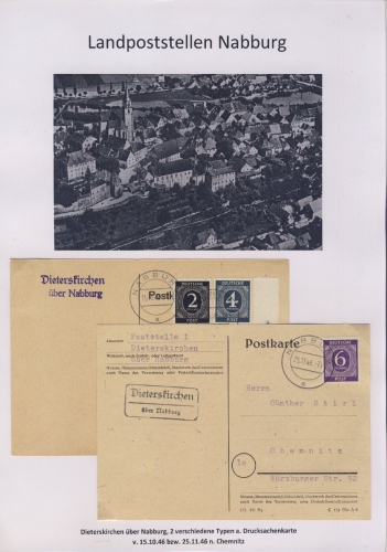 Nabburg - Landpoststellen, Sammlung (17 versch. Belege)