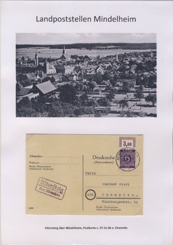 Mindelheim - Landpoststellen, Sammlung (36 versch. Belege)