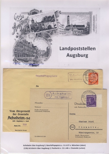 Augsburg - Landpoststellen, Sammlung (121 versch. Belege)