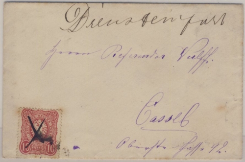 DR - 10 PfgE Brief handschr. Ortsangabe Drensteinfurt - Cassel (ca. 1876)