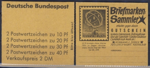 BRD - Unfallverhütung November 1972 Markenheftchen Typ a - ungeöffnet !