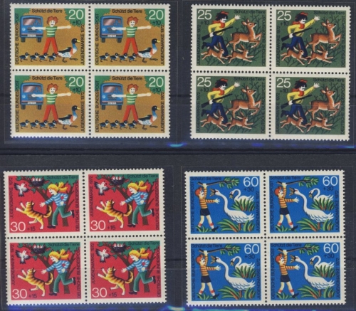 BRD - Jugend 1972 Tierschutz Viererblocksatz postfrisch MNH