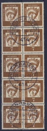 BRD - 7 Pfg. Hl. Elisabeth Zehnerblock sauber gestempelt Rheinhausen 1964