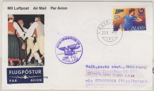 Island - Scandinavian Airlines Zuleitung Olympic Team Flight 1988 n. Seoul