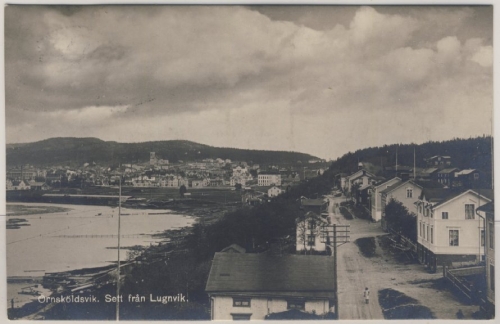 Schweden - Örnsköldsvik, Sett fran Lugnvik - sw-AK, gelaufen 1928 n. Ravensburg