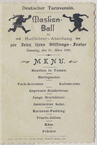 England - London, Deutscher Turnverein/Maskenball d. Radfahrer-Abteilung 1900