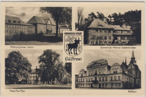 Mecklenburg-Vorpommern - Güstrow, sw-Mehrbildfotokarte, gelaufen 1957