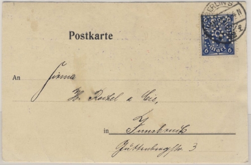 DR - Perfin "K" (Köhler Kautschukstempel), 6 M. Posthorn a. Kte. n. ÖSTERREICH
