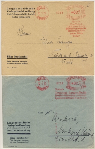 DR - Berlin-Schöneberg 1, 3+5 Pfg. AFS "Toussaint-Langenscheidt", 2 versch.