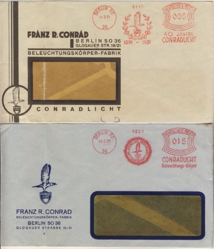 DR - Berlin SO36, 5+15 Pfg. AFS "Conradlicht", Brief + Drucks. 1929/31