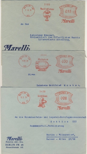 DR - Berlin SW68, 8+15+30 Pfg. AFS "Marelli Gebläse-Motoren-Ventilatoren"