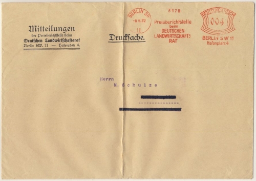 DR - Berlin SW11, 4 Pfg. AFS "Preisberichtsstelle...", Drucks.brief 1932