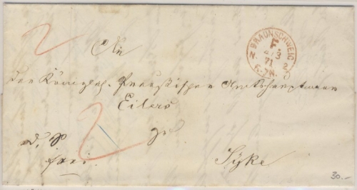 NDP - Braunschweig F. N2, Francostpl. a. Brief n. Syke 1871 - mit Inhalt
