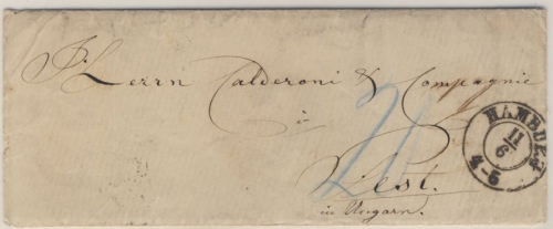 Hamburg/Ungarn - Portobrief n. Pest 1863 - mit Inhalt