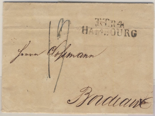 Hamburg - TTR4 a. Portobrief n. FRANKREICH (Bordeaux) 1826 - ohne Inhalt