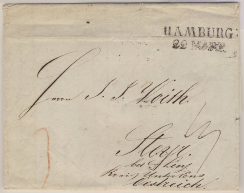 Hamburg/Österreich - L2 a. Portobrief n. Steyr 1839 - mit Inhalt