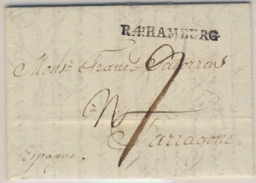 Hamburg/Spanien - R4 Hamburg, L1 a. Portobrief n. Tarragone 1805 - mit Inhalt