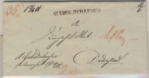 Hannover - Gieboldehausen, L1 a. Postvorschußbrief n. Duderstadt 1833