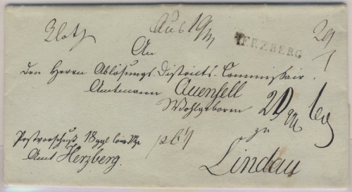 Hannover - Herzberg, L1 a. Postvorschußbrief n. Lindau b. Northeim 1834, Inhalt!