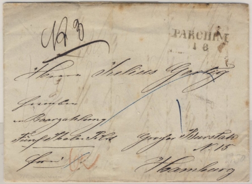 Mecklenburg-Schwerin - Parchim, L2 a. Barzahlungsbrief n. Hamburg 1858