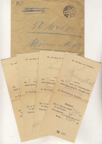 DR - Postsache Nachnahme Telegramm-Gebühren Rinteln - Wormsthal 1922