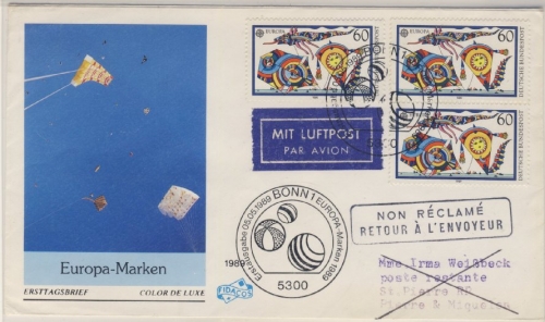 BRD - Europa (Kinderspiele) 1989, 3x60 Pfg. a. FDC n. St. Pierre et Miquelon