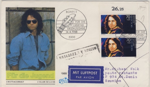 BRD - Jugend (Rock- u. Pop-Idole) 1988, 2x70 Pfg. a. Schmuck-FDC n. Reunion
