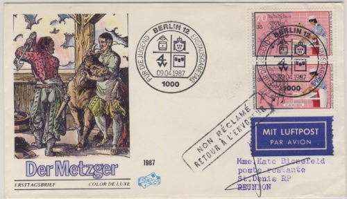 BRD - Jugend (Handwerker) 1987, 2x70 Pfg. a. Schmuck-FDC n. Reunion