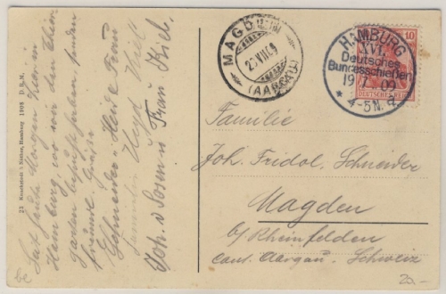 DR - Hamburg XVI. Deutsches Bundesschießen, SST a. Karte n. FRANKREICH 1909