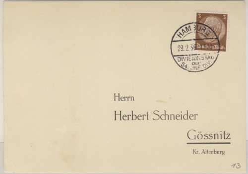 DR - Hamburg Divisionstag d. 54. Inf.Div., SST a. Drucksachenkarte 1936