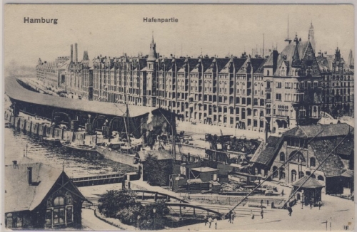 Hamburg - Hafenpartie, sw-Ansichtskarte, gelaufen 1916