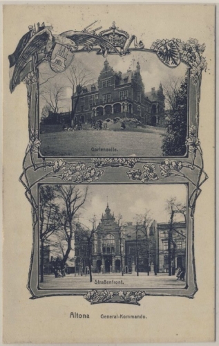Hamburg - Altona, Generalkommando - sw-Ansichtskarte, gelaufen 1914