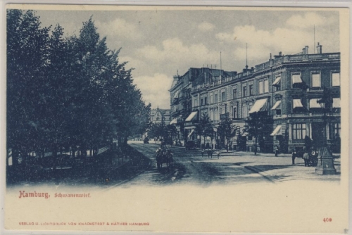 Hamburg - Schwanenwiek (Strassenansicht), sw-Ansichtskarte, ungelaufen ca. 1900