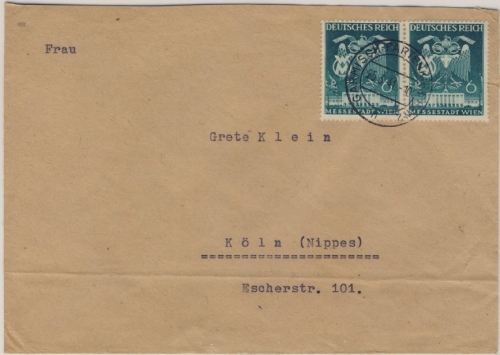 DR - 2x6 Pfg. Wiener Messe, Brief Garmisch-Partenkirchen - Köln 1941